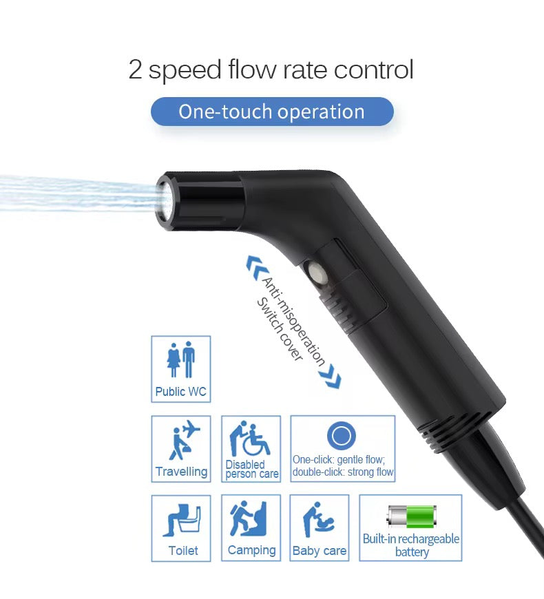 Portable Electric Handheld Bidet Sprayer, Rechargeable, 2.5L Water Tank, 800mAh Battery, Portable, for Personal Hygiene & Postpartum Care