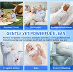 Grid showing Safarex bidet sprayer uses for outdoor travel, elderly, postoperative care, pregnancy, babies and personal washing