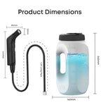 Product dimensions diagram of the Safarex 2.5L handheld bidet sprayer and water tank in mm