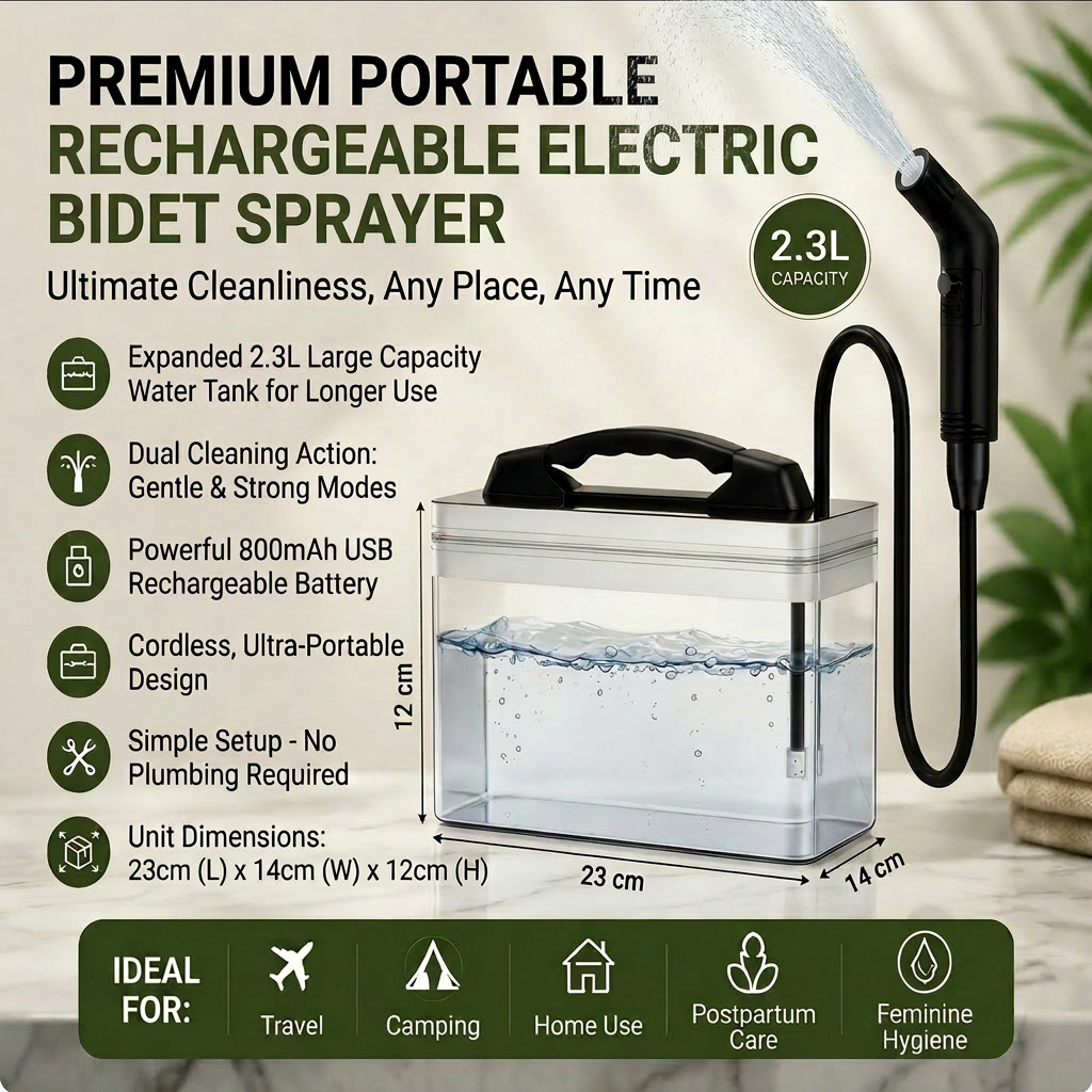 Portable rechargeable electric bidet